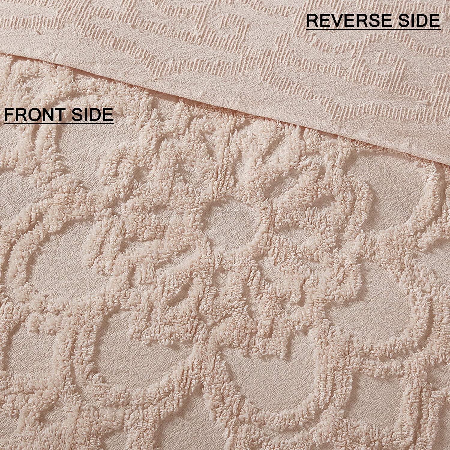 Madison Park Laetitia 100% Cotton Quilt Set - Breathable Chenille Tufted Bedding, Shabby Chic Boho Medallion Design with Floral Blush & Tassels (King/California King 104x92 Inches, 3-Piece) | Perfect for Master Bedrooms, Guest Rooms & Bohemian Home Decor