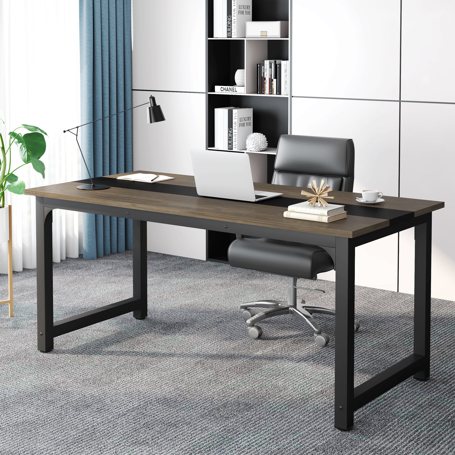 Tribesigns Modern Computer Desk - 55 Inch Office Desk with Keyboard Tray, Sturdy Study Writing Table for Home & Workspace - Perfect for Gaming, Remote Work & Small Spaces