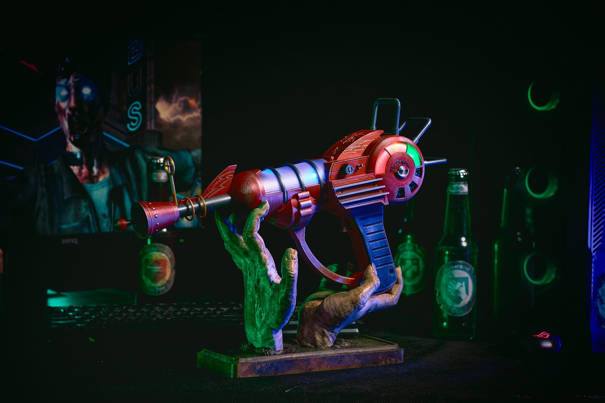 Ray Gun with LED Lights - Zombie Edition Battlescarred | Call of Duty Cod Zombies Prop Replica | Cosplay Collectible for Halloween & Gaming Events (No Stand Included) - Perfect for Costume Parties, Video Game Conventions & Collector Displays