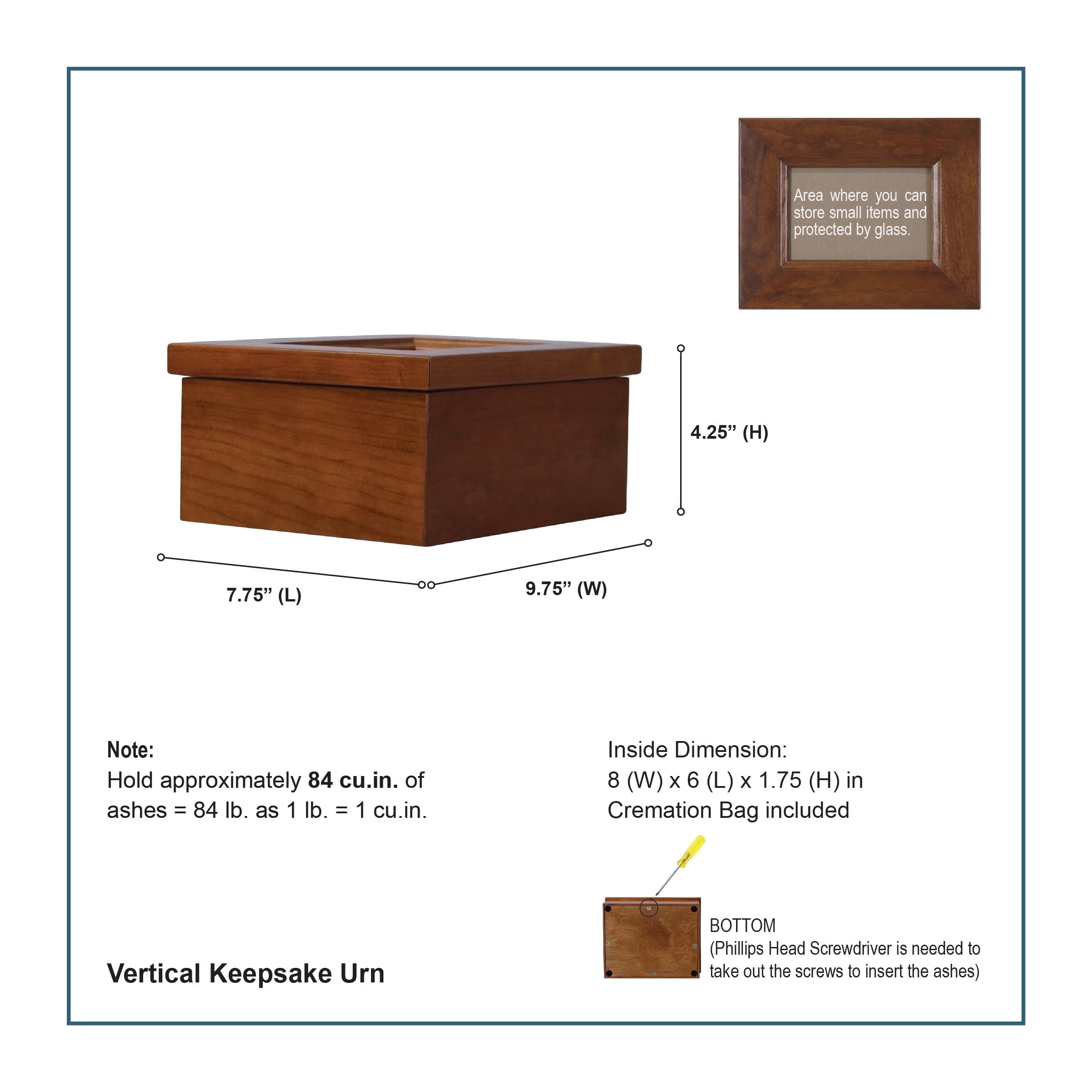 Personalized Wooden Cherry Keepsake Box - Memorial Cremation Urn for Ashes, Custom Engraved Funeral Urn for Adults with 