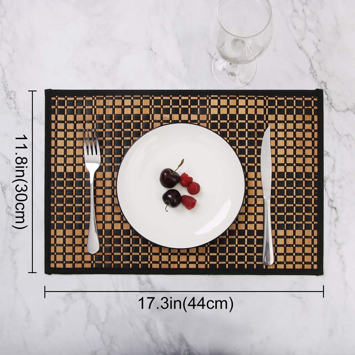 Eco-Friendly Bamboo Placemats Set of 4 - Stain & Heat Resistant Dining Table Mats - Durable Kitchen Table Place Mats for Everyday Use - Perfect for Family Dinners, Parties & Home Decor (Black)