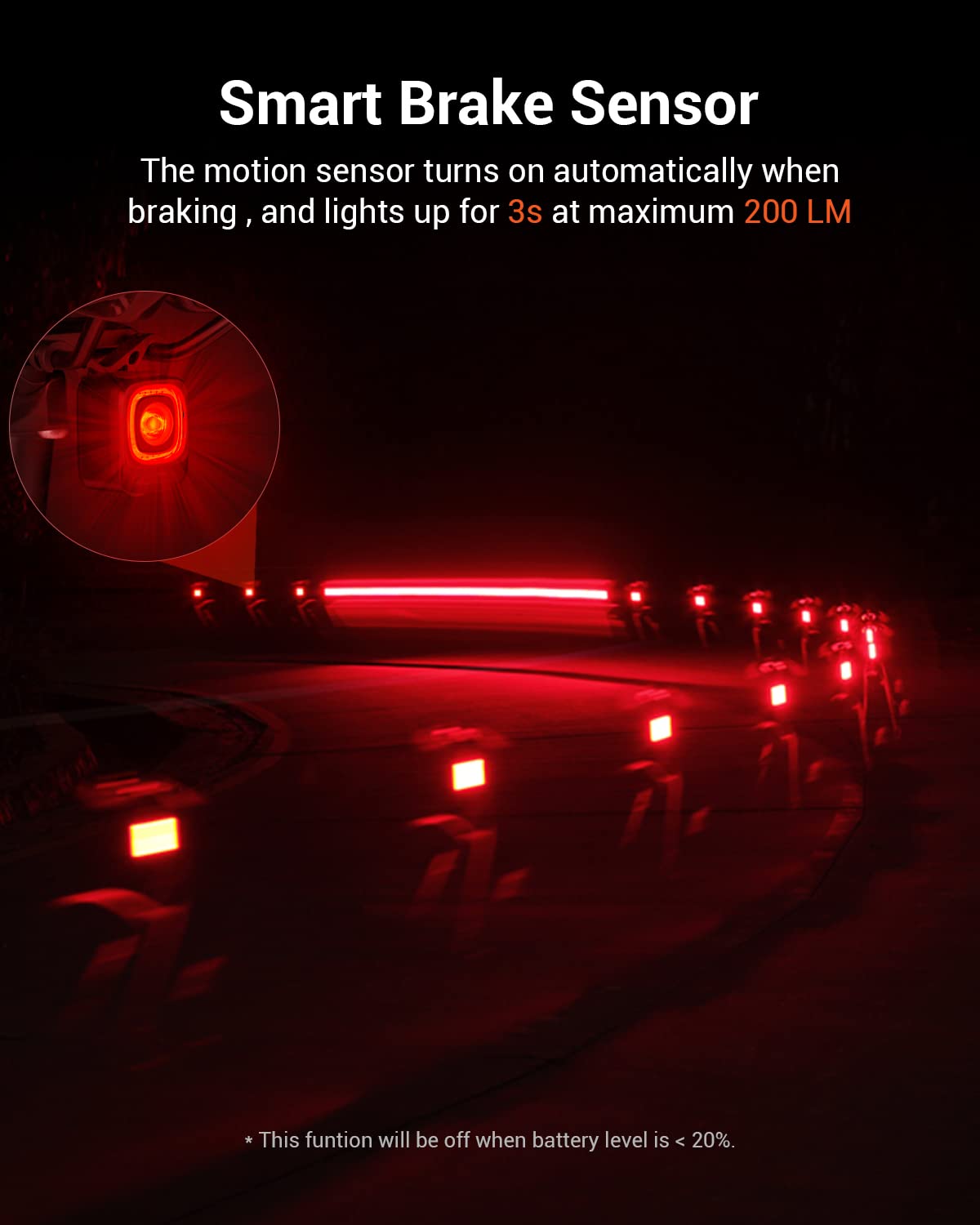 Magicshine SEEMEE 200 Rechargeable Bike Tail Light - 200 Lumens High Visibility Bicycle Rear Light with Smart Brake Sensor, IPX6 Waterproof, 5 Lighting Modes for Road & Urban Cycling - Perfect for Night Commuting and Safety Riding