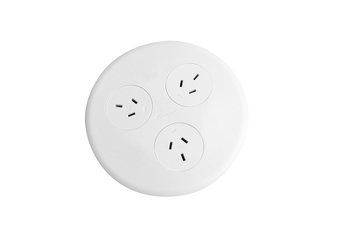 CMS Blinky In Desk Module with 10A 3 Pin Plug - White | Electrical Outlet Organizer for Office & Home Workspace | Perfect for Desk Cable Management & Power Strip Concealment