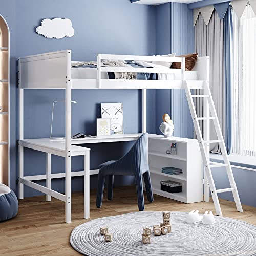 White-full-loft Bed-#20