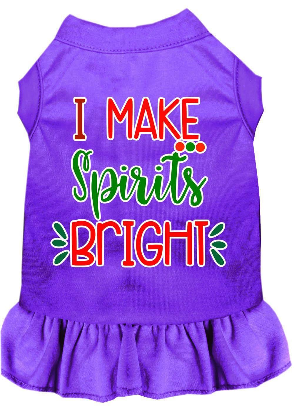 Christmas Pet Dog & Cat Dress - 'I Make Spirits Bright' Screen Printed Black Costume for Small Pets (6-10 lbs) - Perfect for Holiday Photos & Festive Parties
