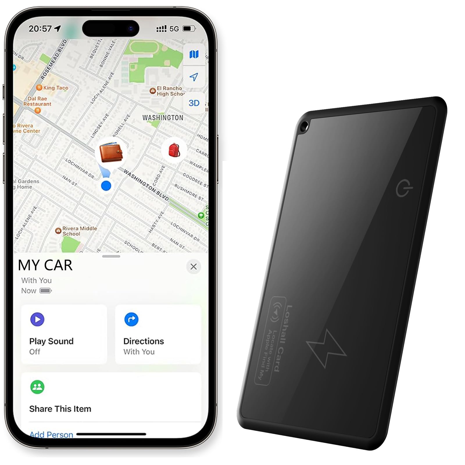 Wireless Charging Wallet Tracker Card - Apple Find My (iOS) Compatible Item Locator for Wallets, Keys, Luggage & Phones | IP67 Waterproof | Perfect for Travel, Office & Daily Use