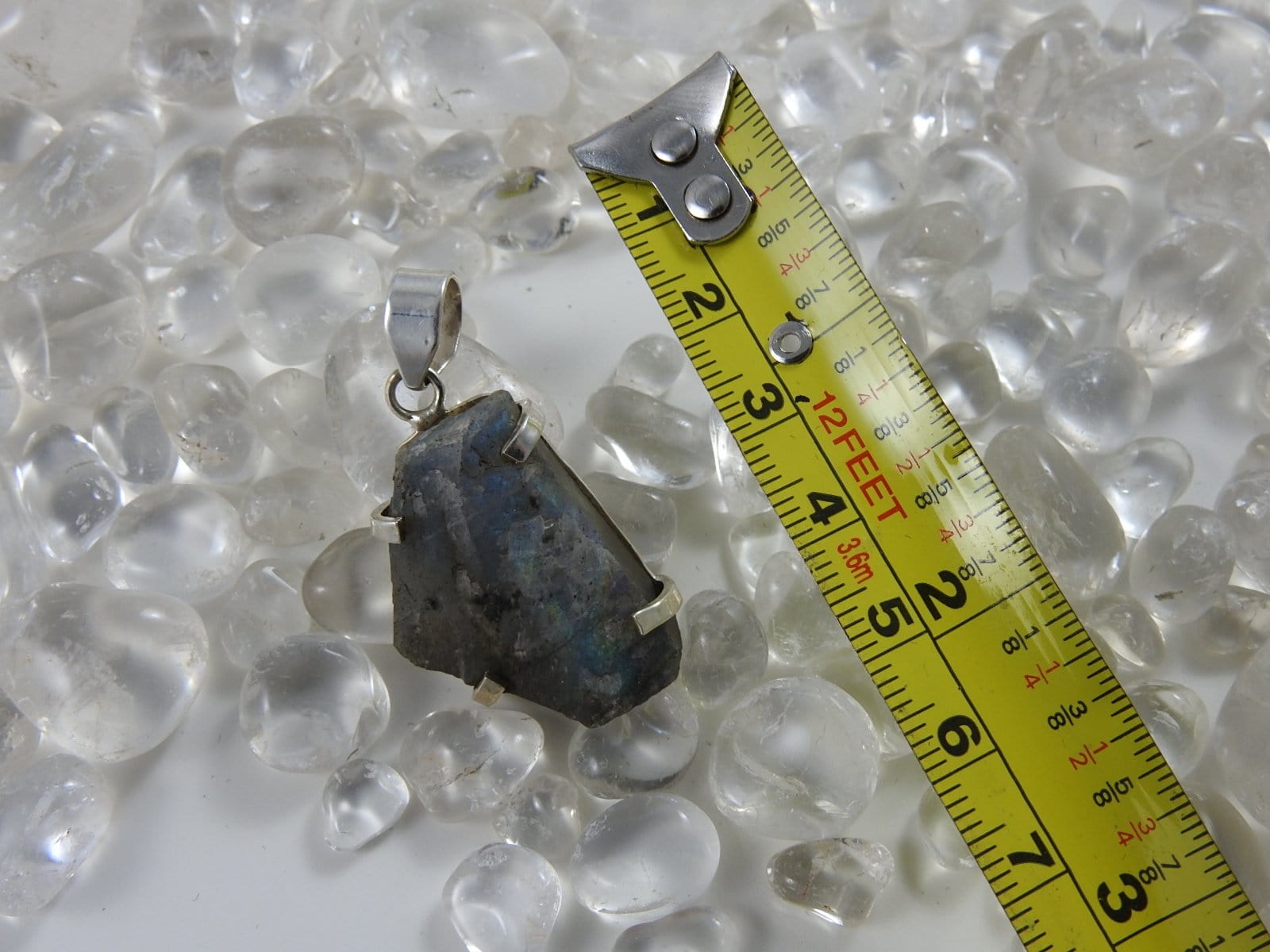 Natural Raw Labradorite Sterling Silver Pendant Necklace - Healing Crystal Jewelry for Meditation, Energy Work & Spiritual Protection
