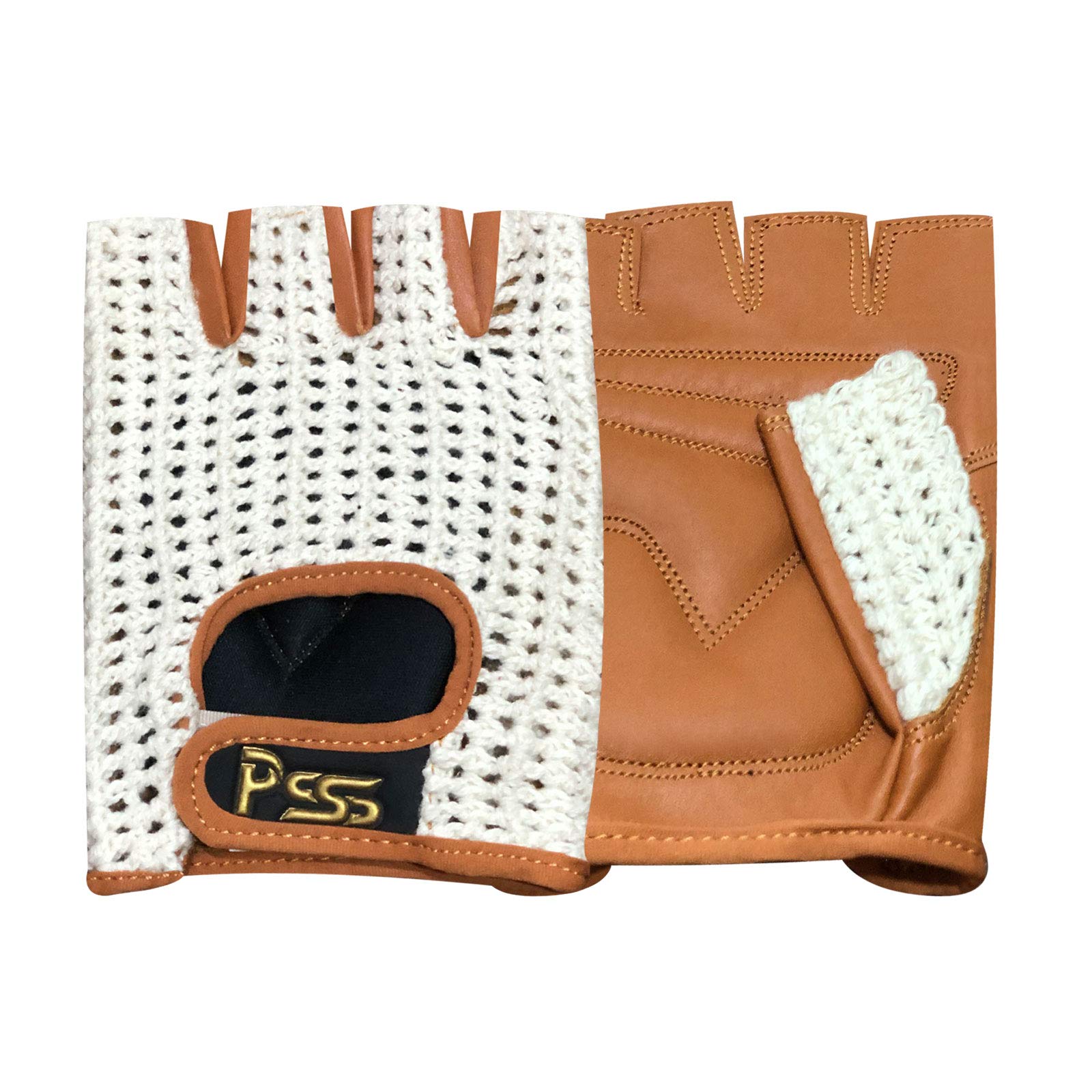 Breathable Fingerless Padded Cycling Gloves for Biking, Fitness & Gym Workouts - Tan with White Mesh, Medium Size | Ideal for Cycling, Weightlifting & Cross Training