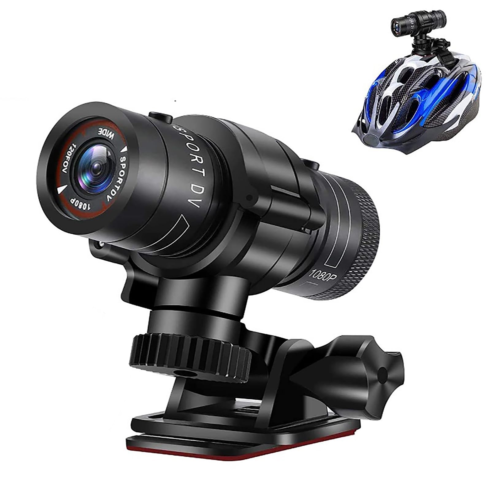 Yunseity Helmet Camera for Bicycle & Motorcycle - 1080P HD Sports Action Camera with 120° Wide Angle, Built-in Mic, Waterproof - Includes Helmet Mount & Strap - Perfect for Cycling, Motorcycling & Extreme Sports