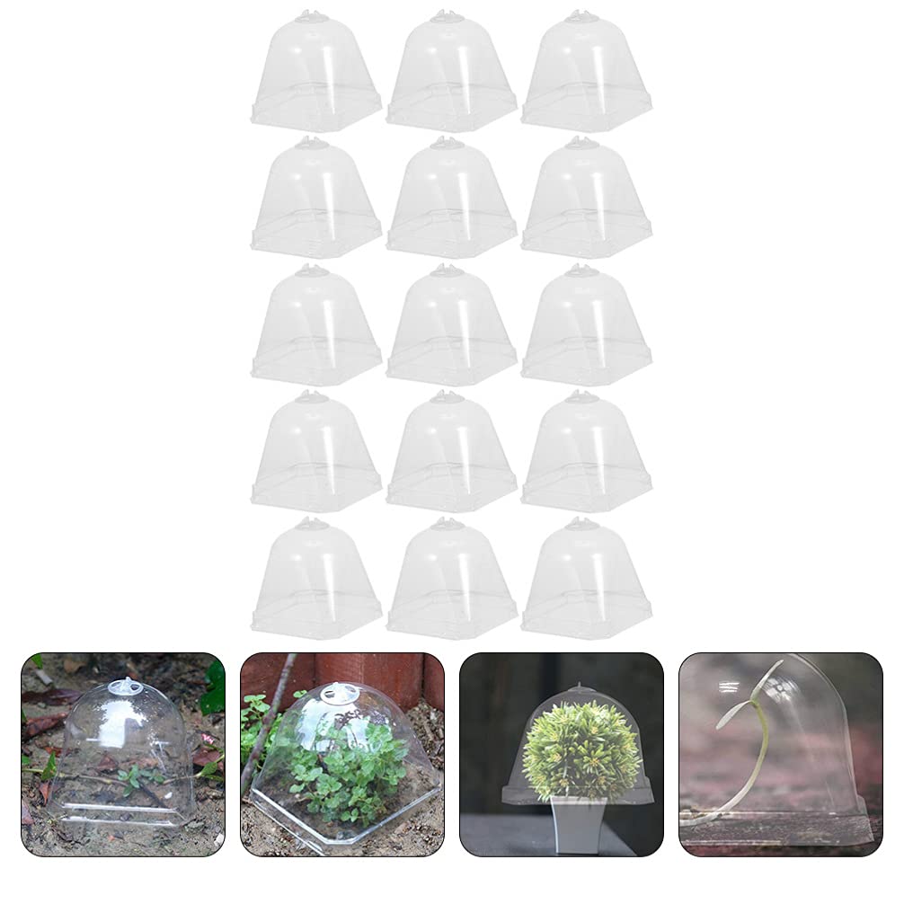 DOITOOL 15pcs Transparent Plastic Plant Dome Covers - Mini Greenhouse Flower Pot Covers, Plant Protectors & Nursery Hoods for Indoor/Outdoor Gardening | Perfect for Seedlings, Succulents & Plant Protection