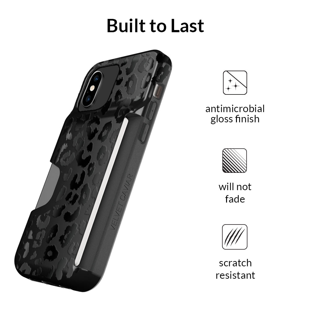 Black Leopard iPhone Wallet Case - Slim Protective Cover with Card Holder for iPhone 13/14/15 - Perfect for Travel, Shopping & Everyday Use