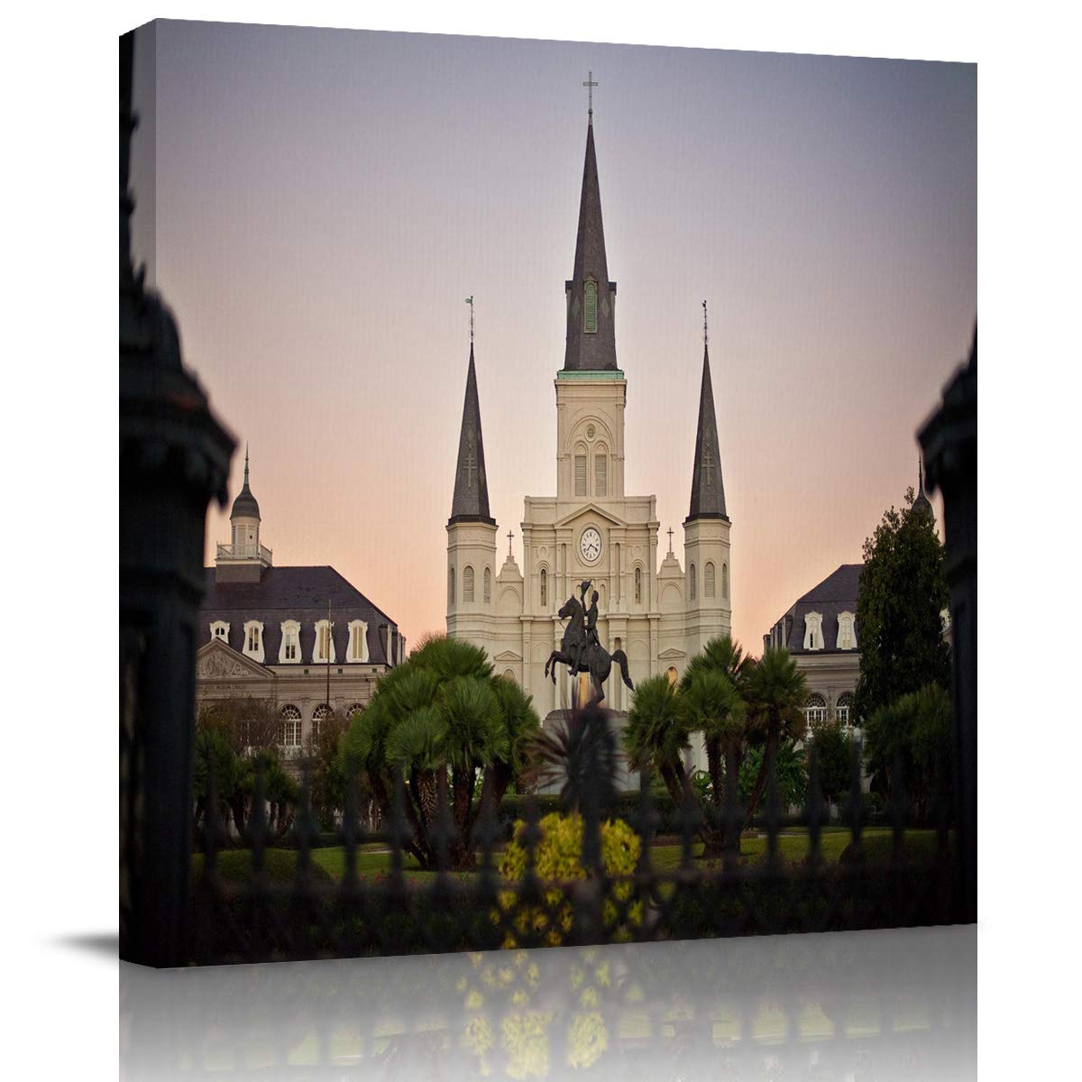 New Orleans Castle Garden Louisiana Framed Canvas Wall Art - 24