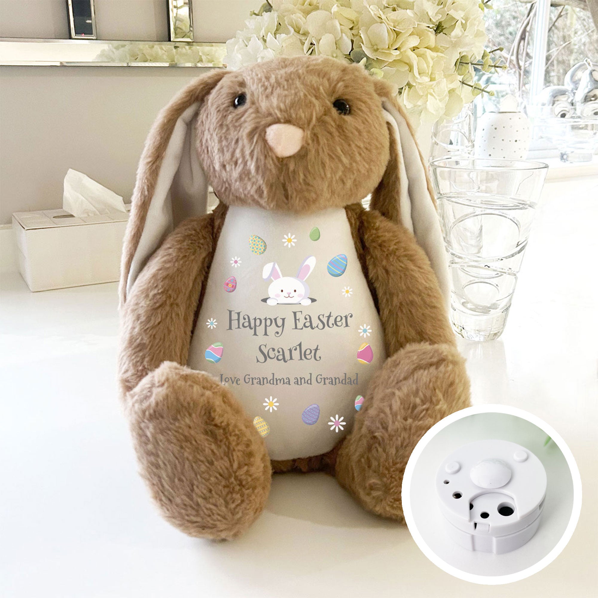 Personalized Voice Message Easter Bunny Plush Toy - Brown - Perfect for Easter Gifts, Kids' Surprise Presents & Holiday Decorations