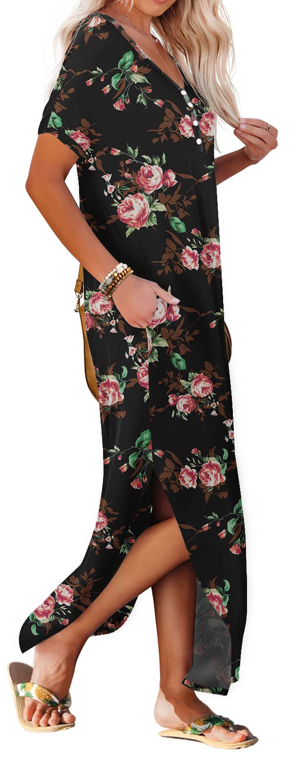 GRECERELLE Women's Casual Long Sleeveless Maxi Dress with Double Slits - Perfect for Beach Vacations, Summer Parties & Boho Style Outfits