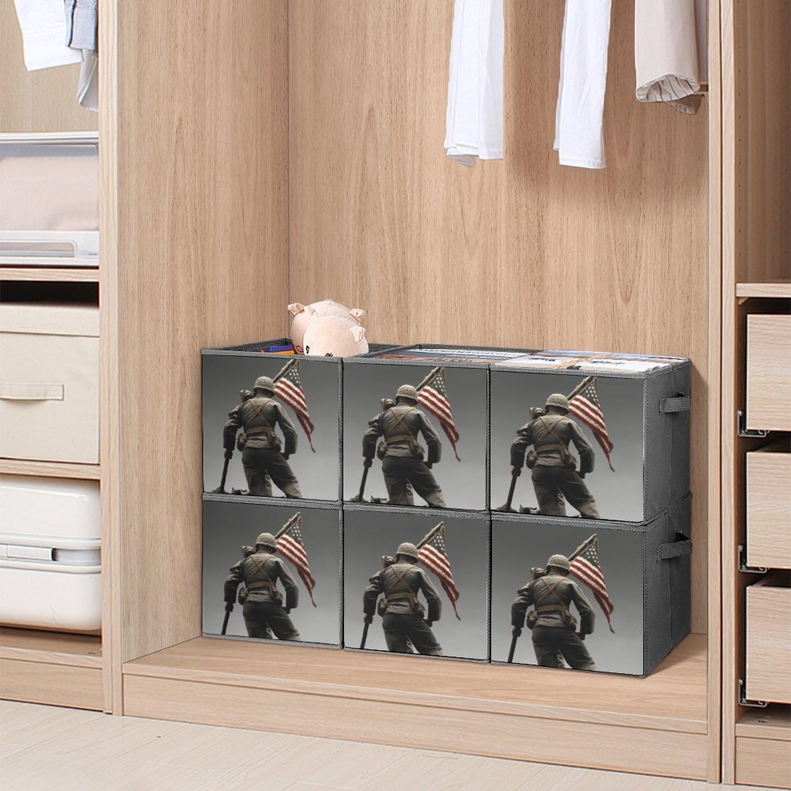 6-Pack Collapsible Storage Bins with Handles - Large Foldable Closet Organizer Baskets for Clothes, Toys & Home Organization - Perfect for Bedroom, Closet, Nursery & Office Storage