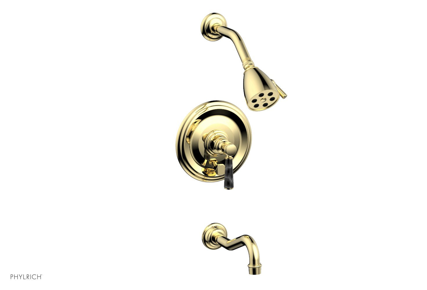 HENRI Pressure Balance Tub and Shower Faucet Set - Black Marble Lever Handle 161 28 - Perfect for Modern Bathroom Renovation and Luxury Spa Experience