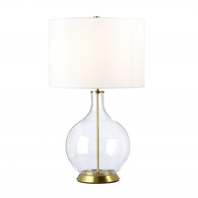 Elstead Orb 1 Brass Table Lamp with White Shade - Vintage Style Desk Light for Living Room, Bedroom & Office Decor