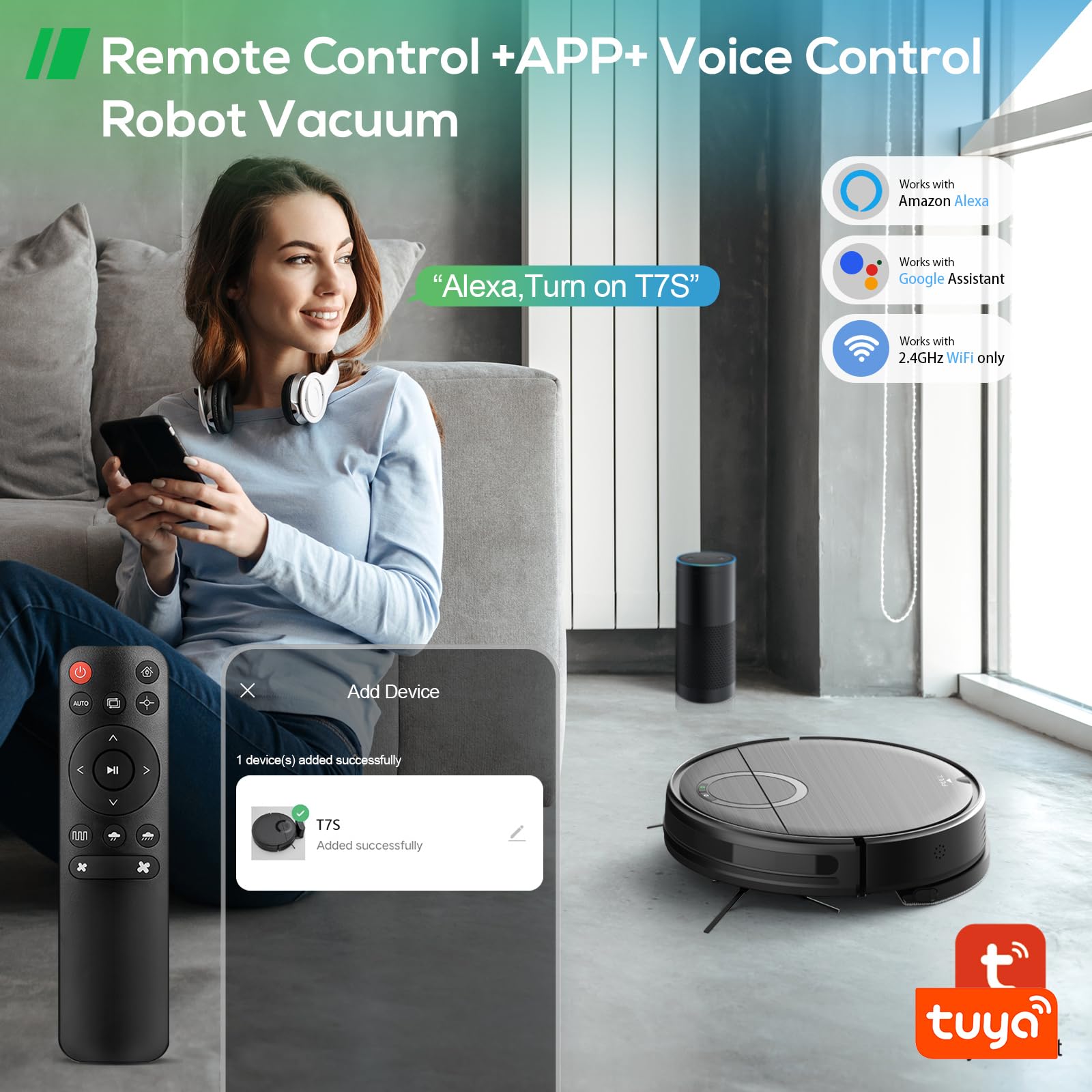 Smart Robot Vacuum and Mop 2-in-1 Combo - 2000Pa Strong Suction, Wi-Fi/App Control, Self-Charging - Perfect for Pet Hair, Hard Floors & Low-Pile Carpets - Ideal for Home Cleaning, Office Spaces & Busy Families