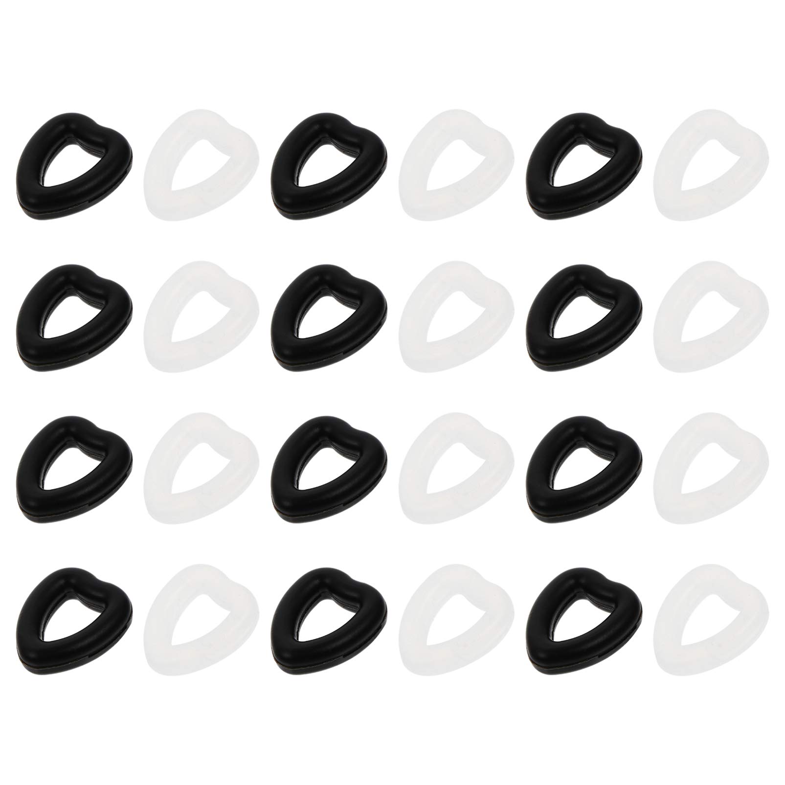 Heart Shaped Women's Sunglasses - 12 Pairs with Ear Grips & Anti-Slip Retainer - Black & White Cat Eye Glasses for Outdoor Activities, Beach & Fashion Accessories