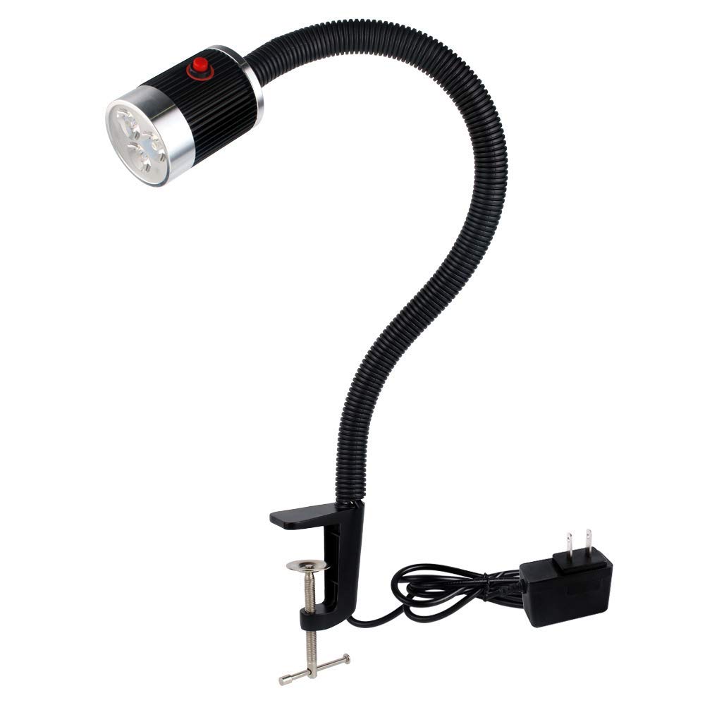 900 Lumen Gooseneck LED Machine Light with C-Clamp - 120V Industrial Work Lamp for Lathe, Milling & CNC Tools | Workshop, Garage & Factory Lighting Solution
