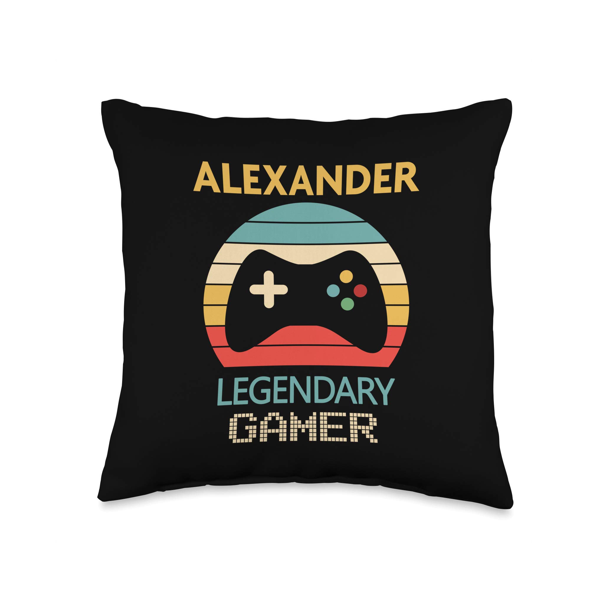 Alexander Personalized Name Gift for Gamers - 16x16 Inch Multicolor Throw Pillow - Perfect for Boys Bedroom Decor, Gaming Room Accessories & Cozy Home Decor