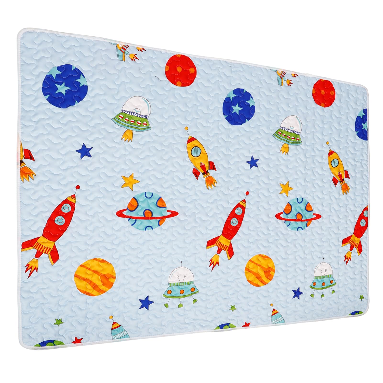 MOLUCKFU Baby High Chair Mat - Soft Non-Slip Play Mat for Infants & Toddlers (100x130cm, Blue Cotton) - Waterproof Floor Mat for Dining, Crawling & Playtime Under High Chair