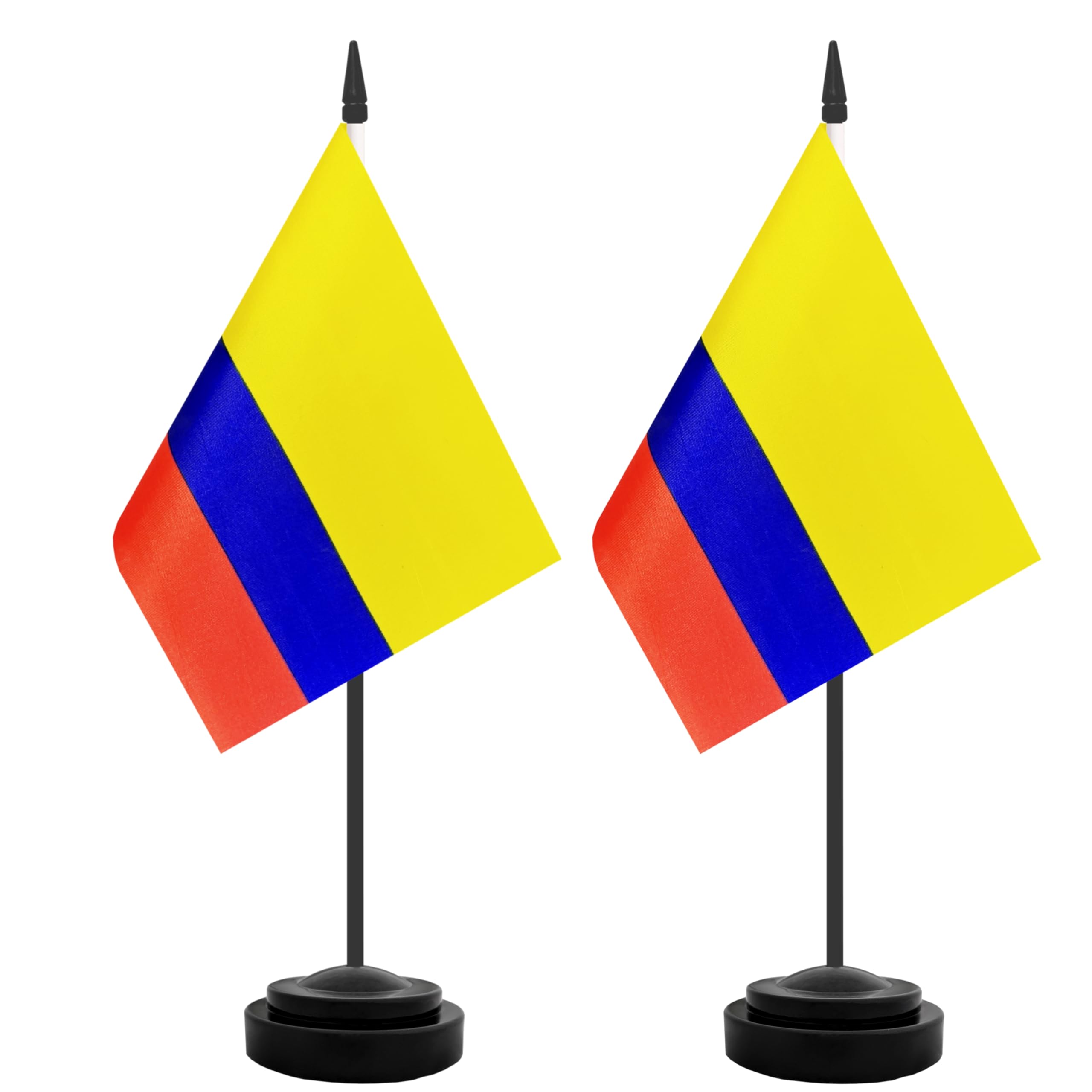 2 Pack Colombia Desk Flags - Miniature Colombian Table Office Flags with 12