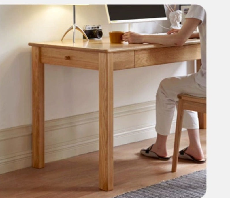 Premium Solid Oak & Ash Wood USB Office Desk - Modern Home & Workspace Furniture for Productivity & Organization | Perfect for Remote Work, Study & Office Setup