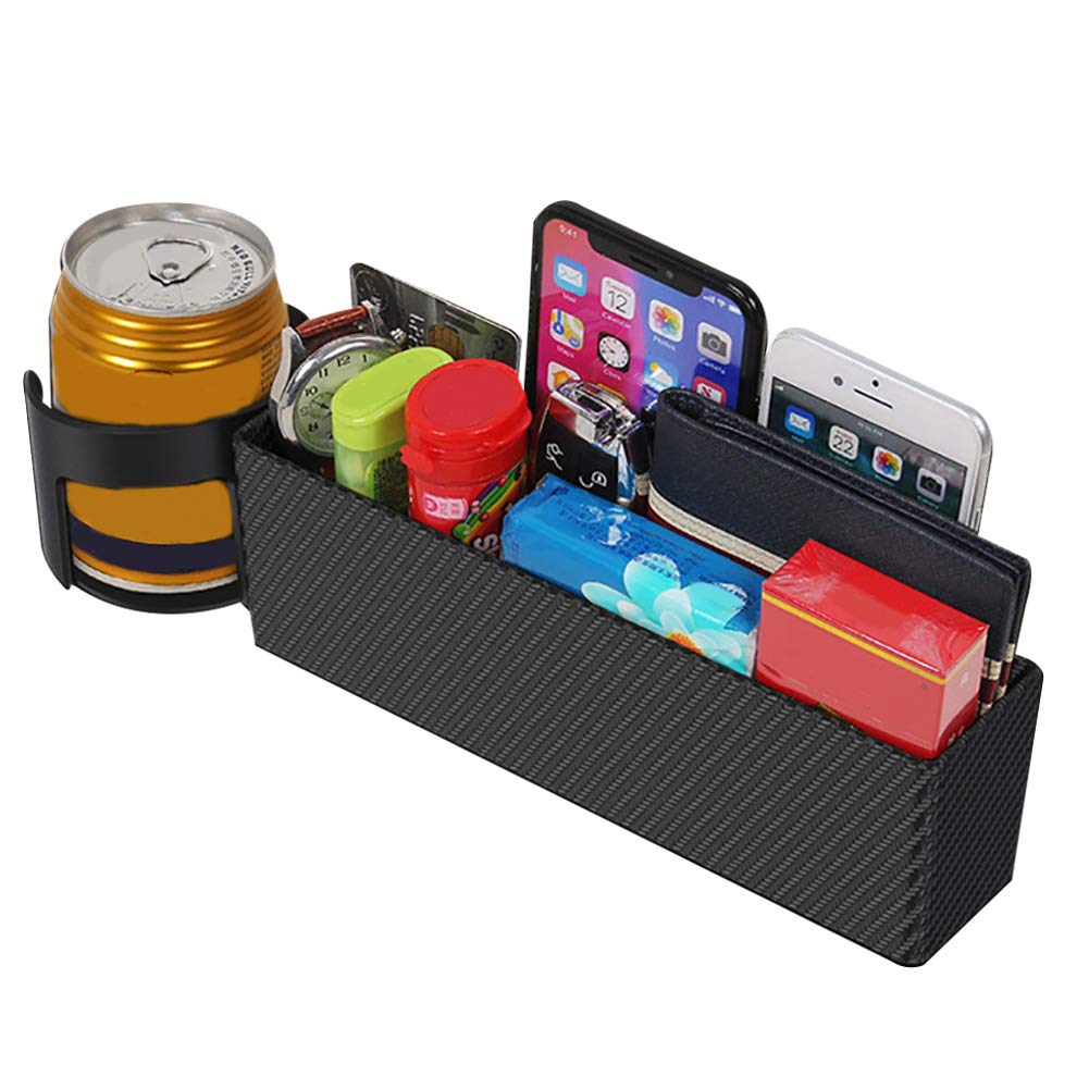 SHLUTESOY Car Seat Gap Filler Organizer - Carbon Fiber Leather Storage Box for Phone, Wallet, Keys & Cards | Perfect for Car, Office & Home Organization