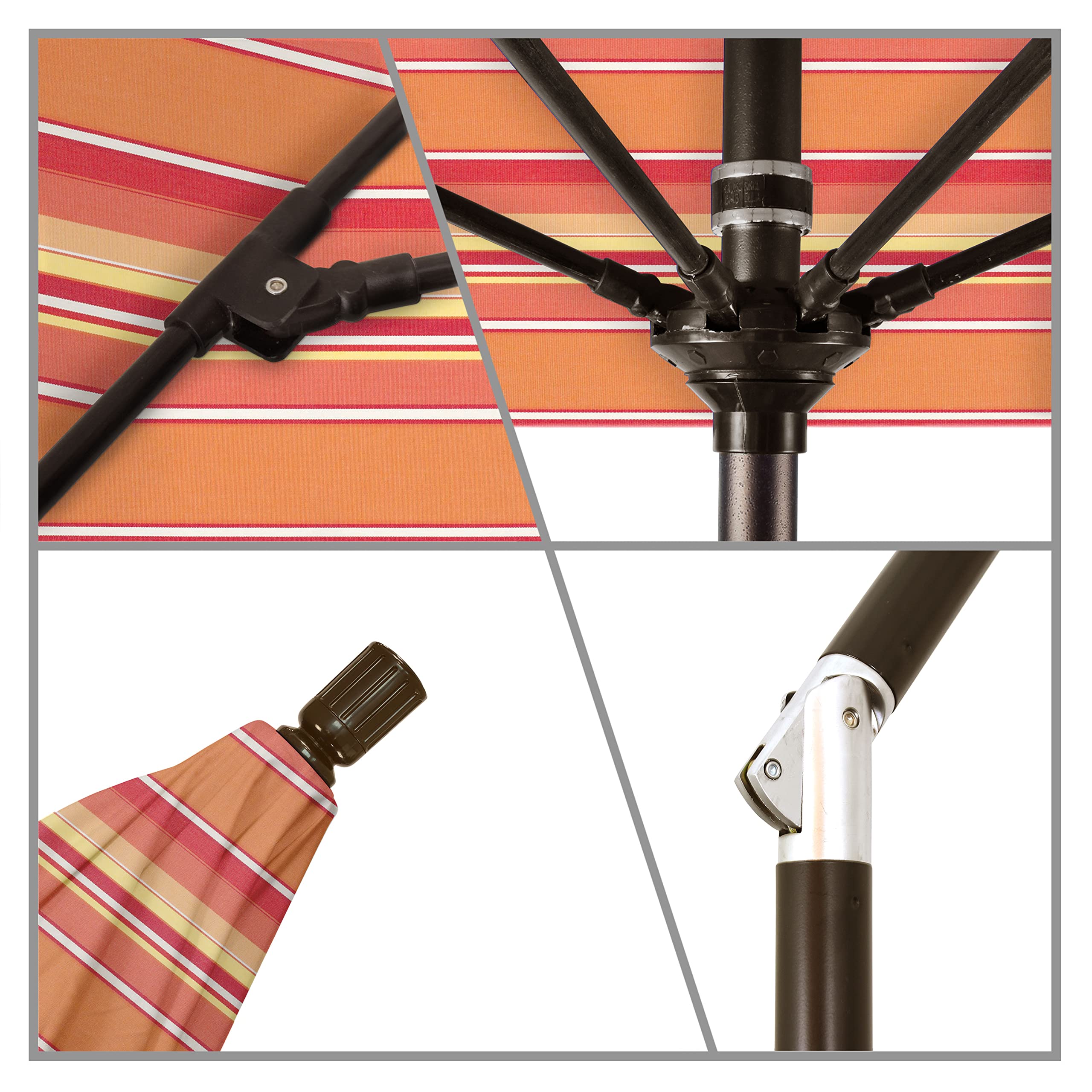 9' Round Patio Umbrella with Crank Lift & Tilt - Aluminum Pole & Fiberglass Ribs - Sunbrella Dolce Mango Fabric - Perfect for Poolside, Backyard, and Outdoor Dining Areas