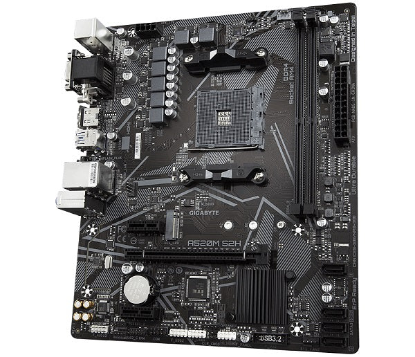 A520M S2H 3rd Gen AMD Socket AM4 mATX Motherboard - Gaming & Productivity PC Build for Home Office & Streaming