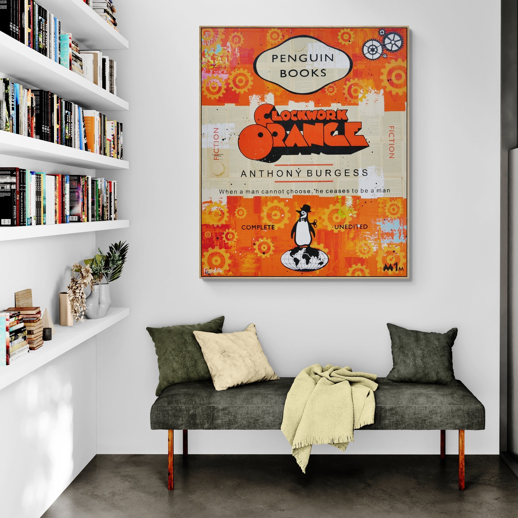 Clockwork 100cm x 140cm Urban Pop Art Book Club Painting - Perfect for Living Room Decor, Office Wall Art & Gift for Book Lovers