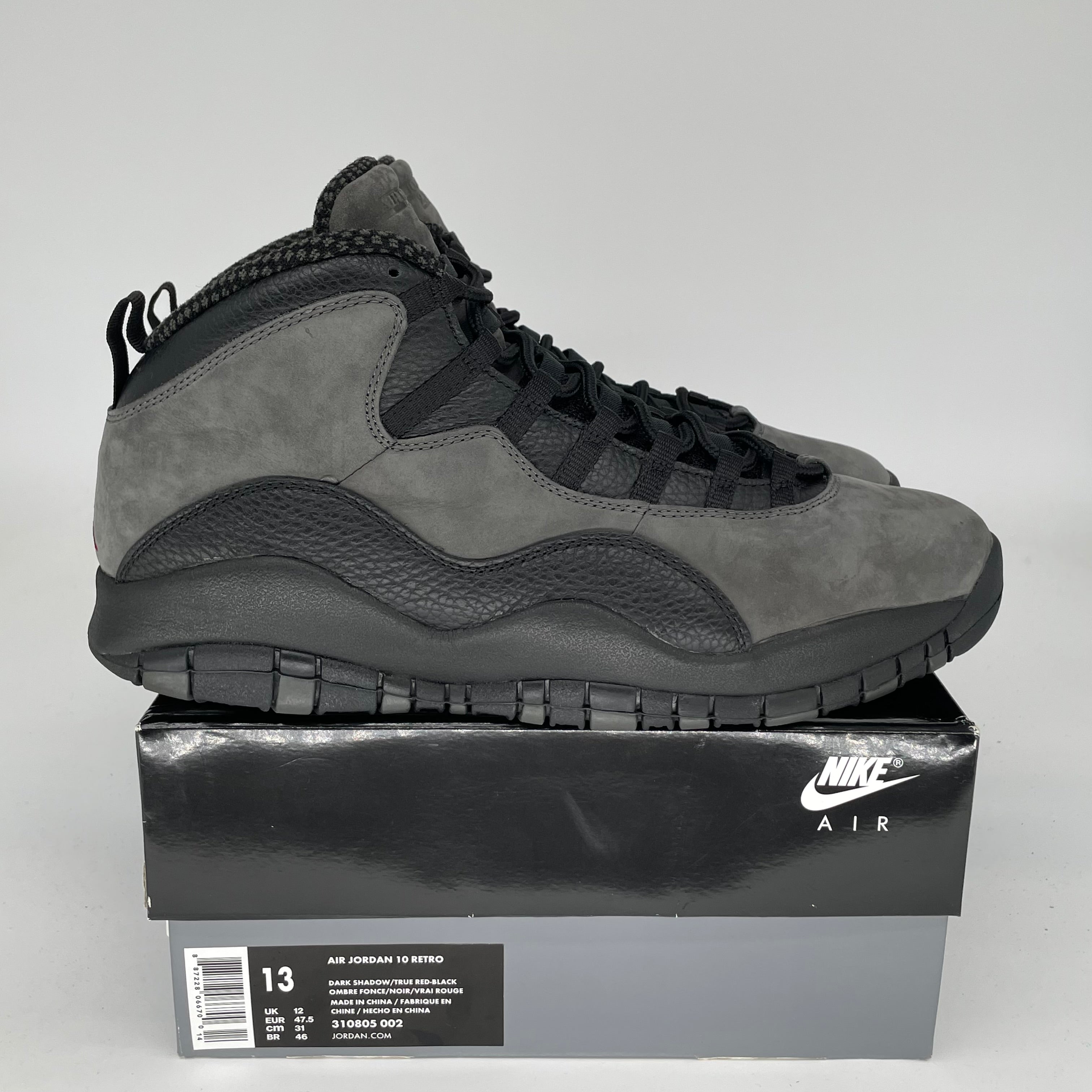 AIR JORDAN 10 SHADOW Men's Basketball Shoes Size 13 - Black/Gray (310805-002) | Retro Sneakers for Running, Training & Streetwear Fashion