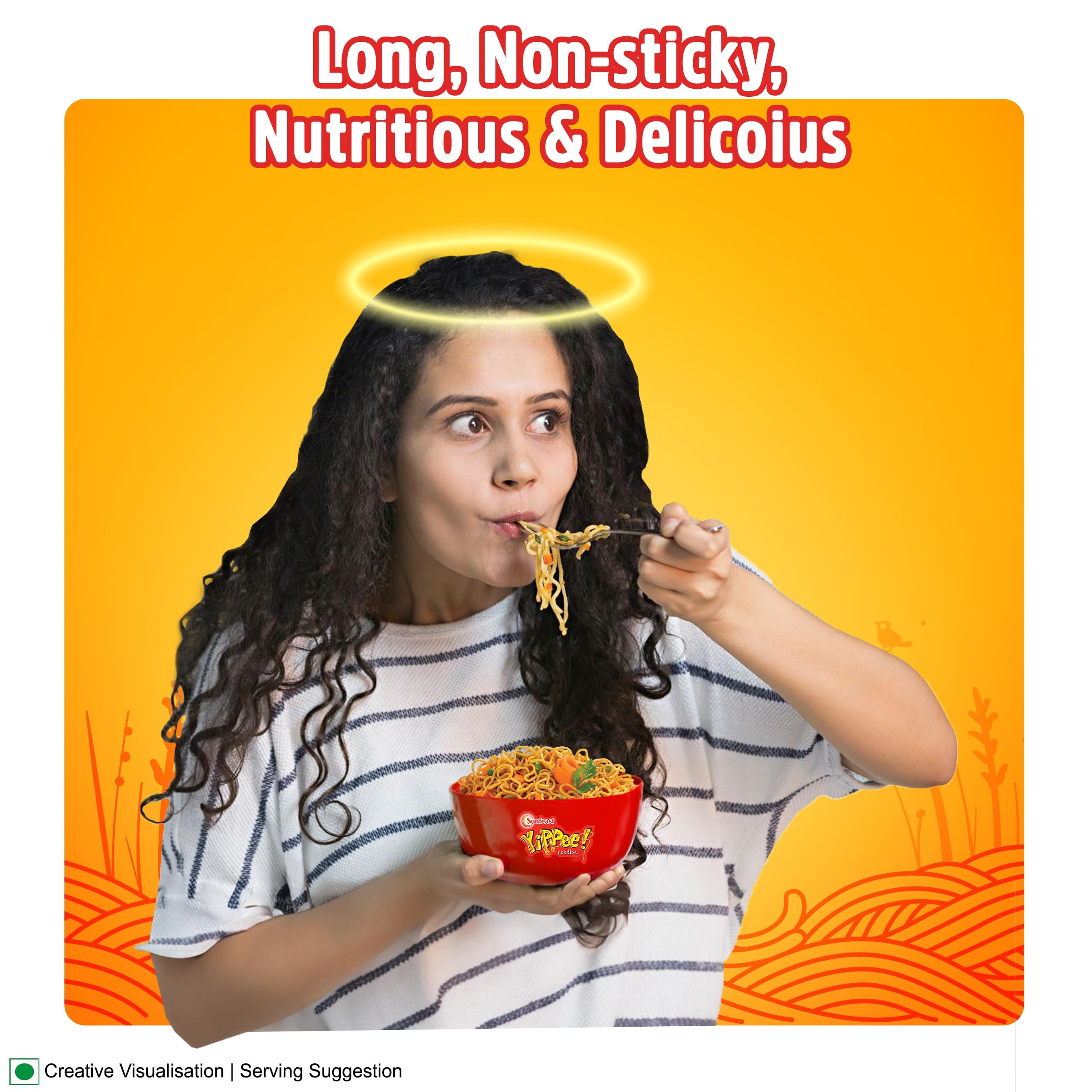 Sunfeast YiPPee! Magic with Millets Instant Noodles - Made with Ragi, Jowar, Bajra & Foxtail Millet | Long, Non-Sticky Texture | Quick, Nutritious & Vegetarian Snack (280g) | Perfect for Lunch, Dinner or On-the-Go Meals