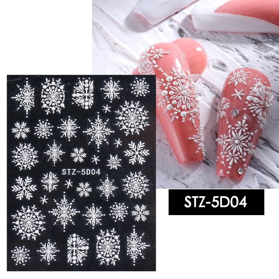 5D Christmas Snowflakes Nail Art Stickers - Festive Holiday Nail Decals for Winter Parties & Gift Giving