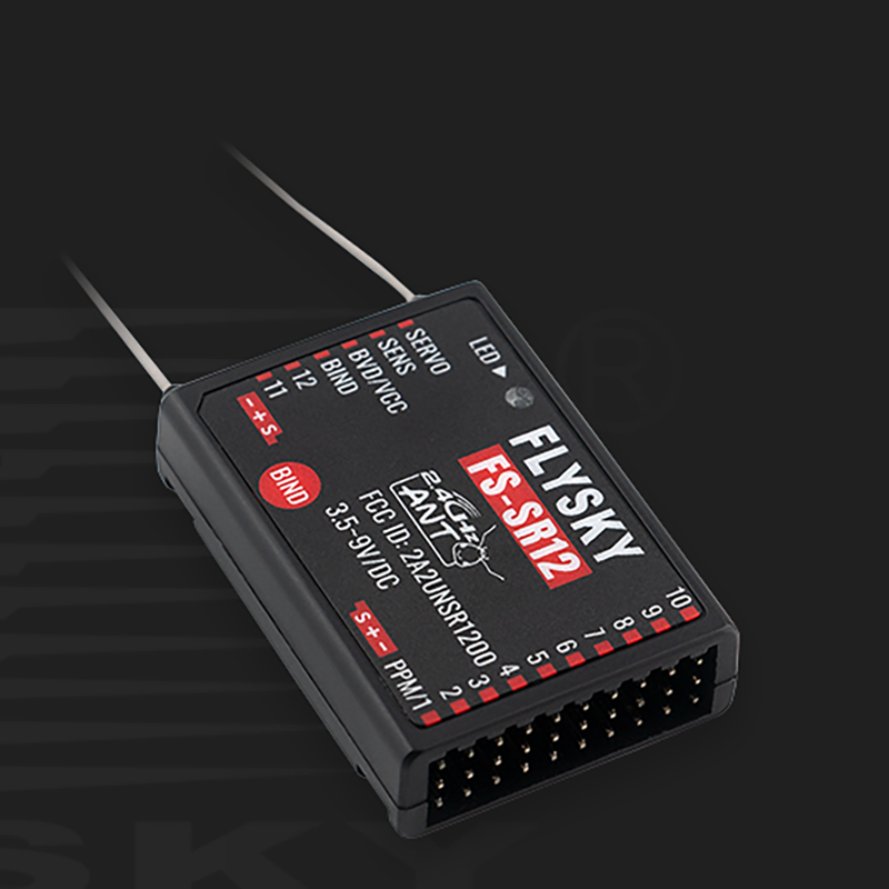 FLYSKY FS SR8 12CH 2.4GHz 8CH Receiver for FS ST8 Radio Transmitter - Compatible with RC Airplane, Car, Boat DIY Accessories | Perfect for Hobbyists and Remote Control Enthusiasts