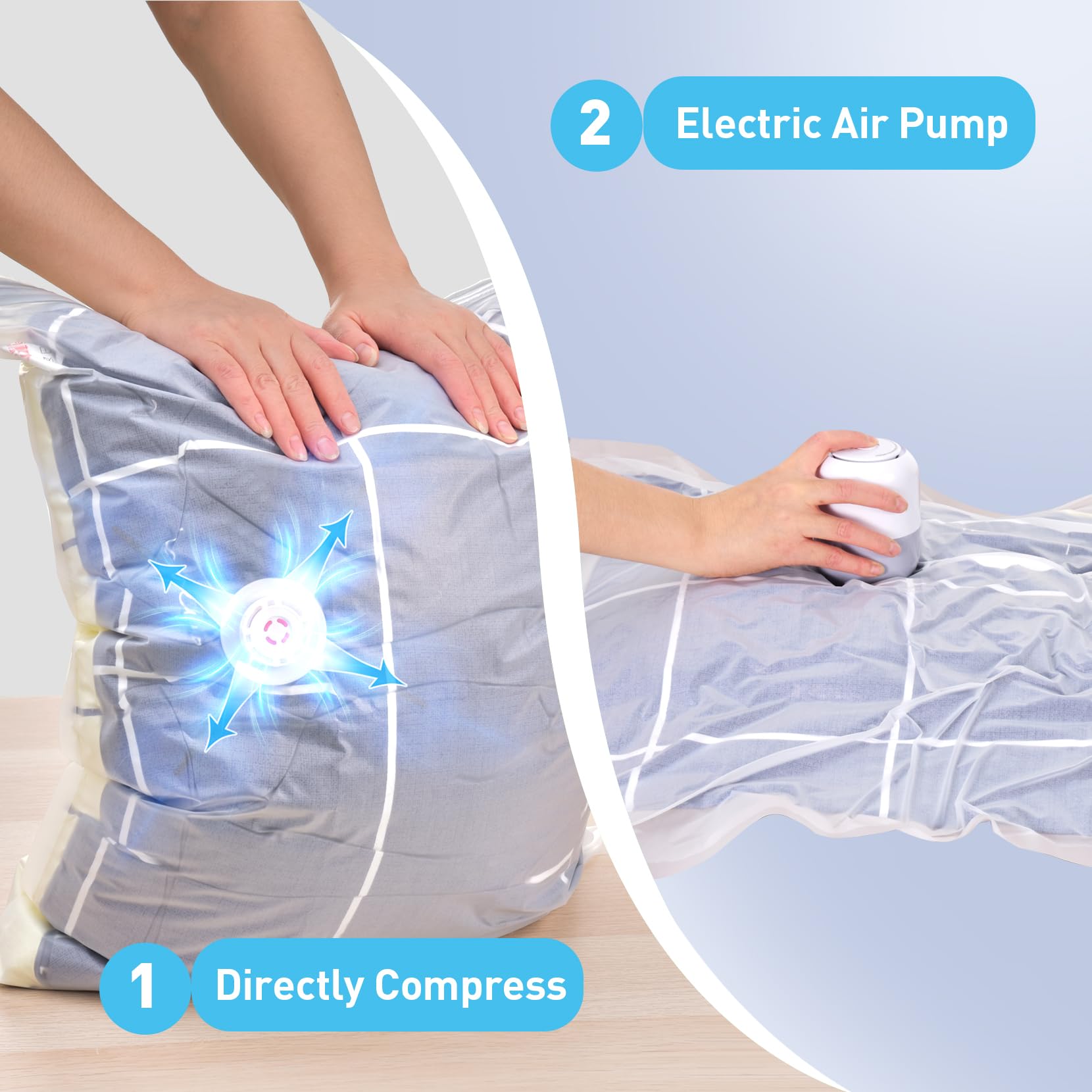12 Pack Vacuum Storage Bags with Electric Pump - Space Saving Storage Bags for Clothes, Blankets, Duvets & Bedding (3 Jumbo/3 Large/3 Medium/3 Small) | Ideal for Home Organization, Seasonal Storage & Travel Packing