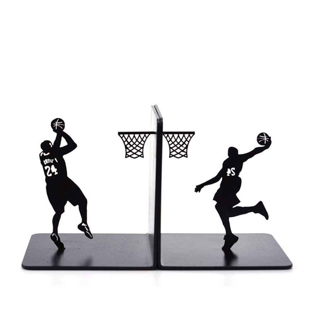 Basketball Metal Bookends - Creative Book Holder Stand for Students & Boys - Perfect Birthday Gift & Books Support (Black, Size A) - Ideal for Home, Office & Dorm Room Organization
