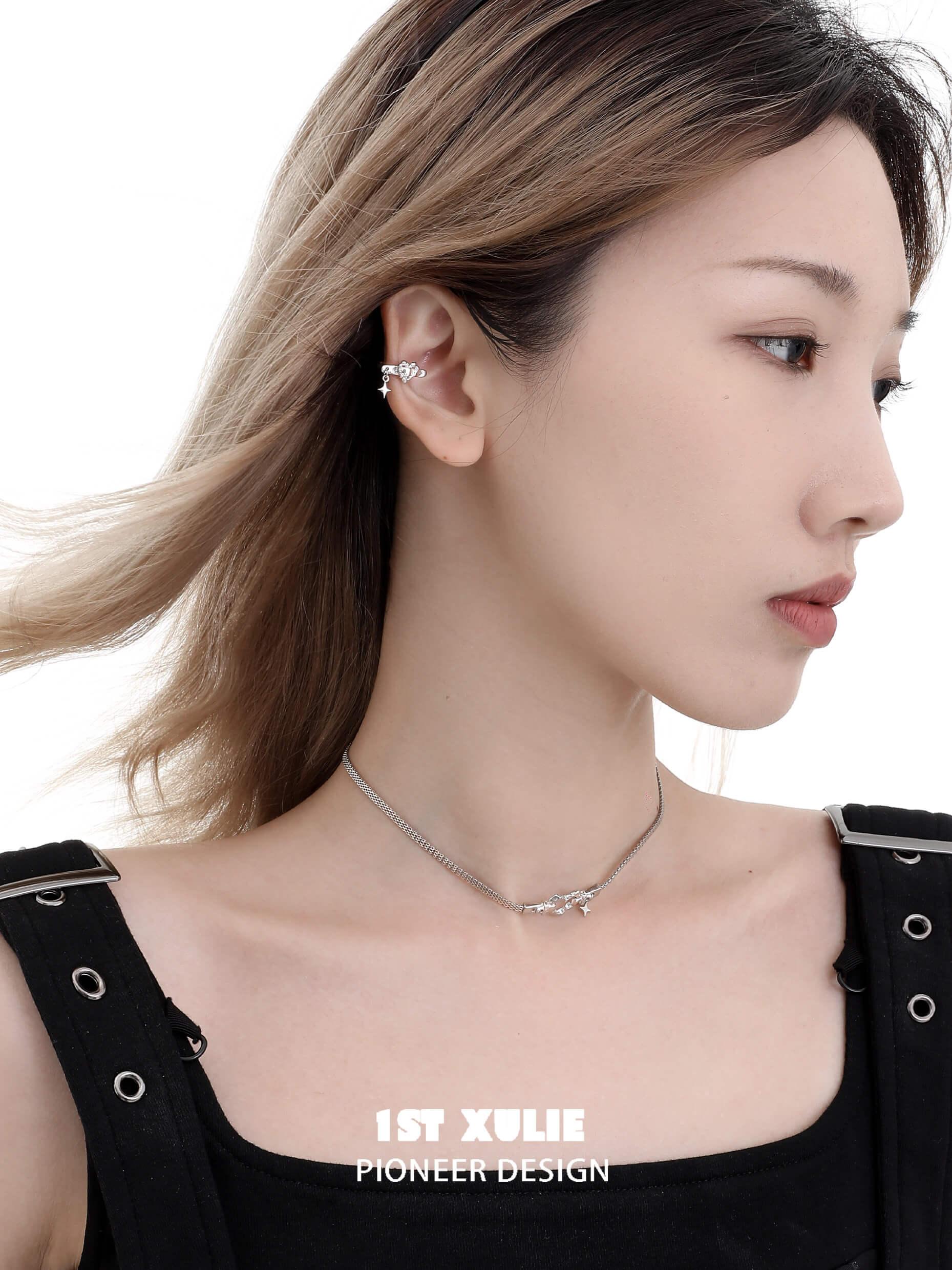 Star Trails S925 Sterling Silver Skeleton Heart Ear Clips for Women - Dainty Openwork Heart Stud Earrings for Valentine's Day, Anniversary Gifts & Everyday Wear