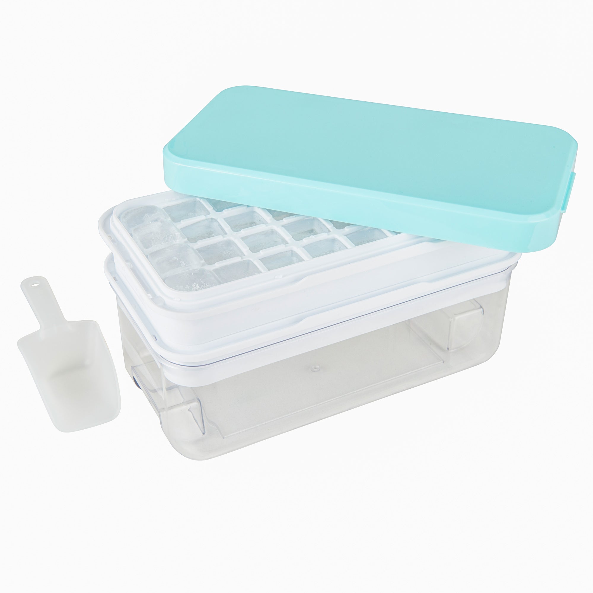 One-Push Silicone Ice Cube Tray with Airtight Storage Box - Perfect for Cocktails, Smoothies & Home Freezer Organization
