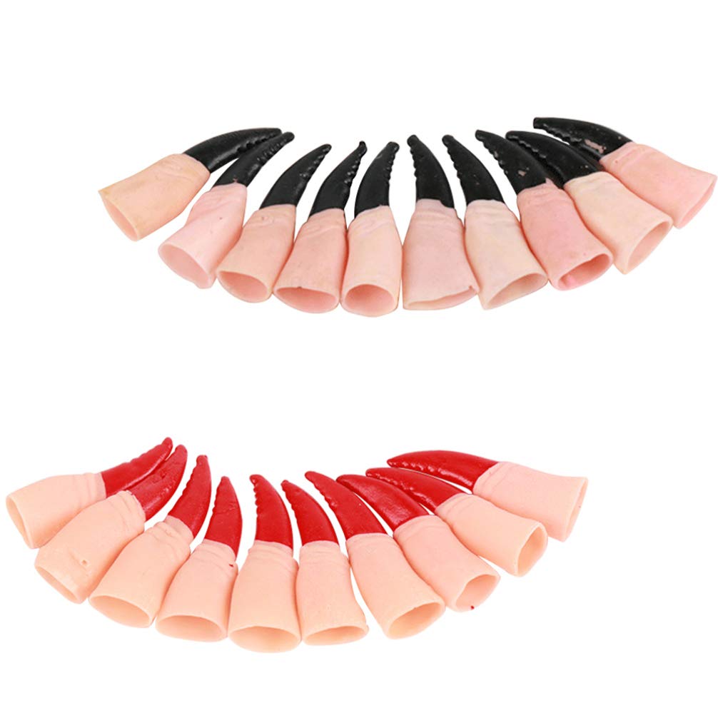 STOBOK 20Pcs Halloween Witch Fingers - Scary Fake Nails & Finger Claws for Witch Costume, Cosplay & Party Supplies (Random Colors) - Perfect for Halloween Parties, Trick or Treat, Haunted House Decor & Spooky Photo Props