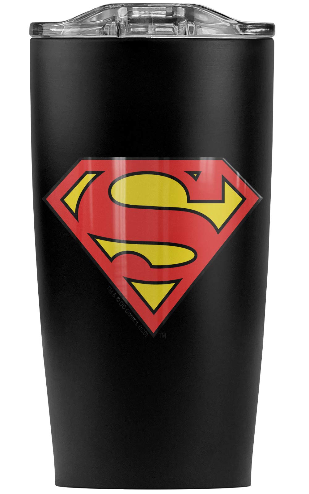 Superman Classic Logo Shield Stainless Steel Tumbler 20oz - Vacuum Insulated Double Wall Coffee Travel Mug with Leakproof Sliding Lid - Perfect for Office, Gym & Outdoor Adventures