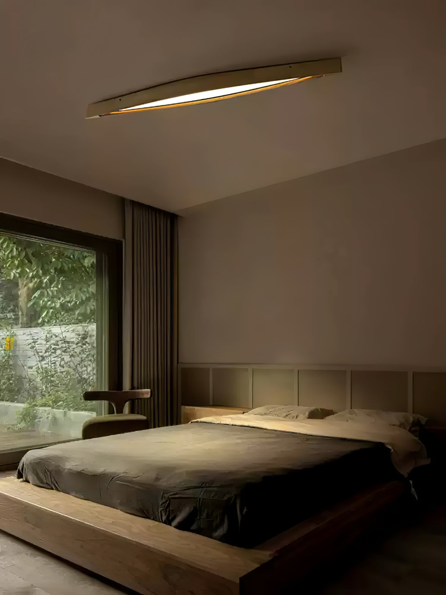 Horizon Modern Linear Wood Ceiling Light Fixture - Wooden LED Pendant Lighting for Living Room, Bedroom, Dining Room & Kitchen