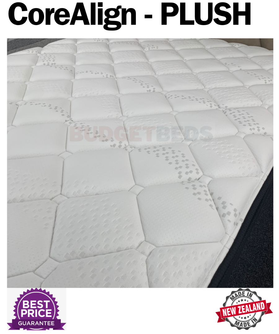 Premium NZ Made CoreAlign 5 Zone Euro Top Pocket Spring Mattress & Base - Orthopedic Support for Back Pain Relief, Ideal for Side, Back & Stomach Sleepers