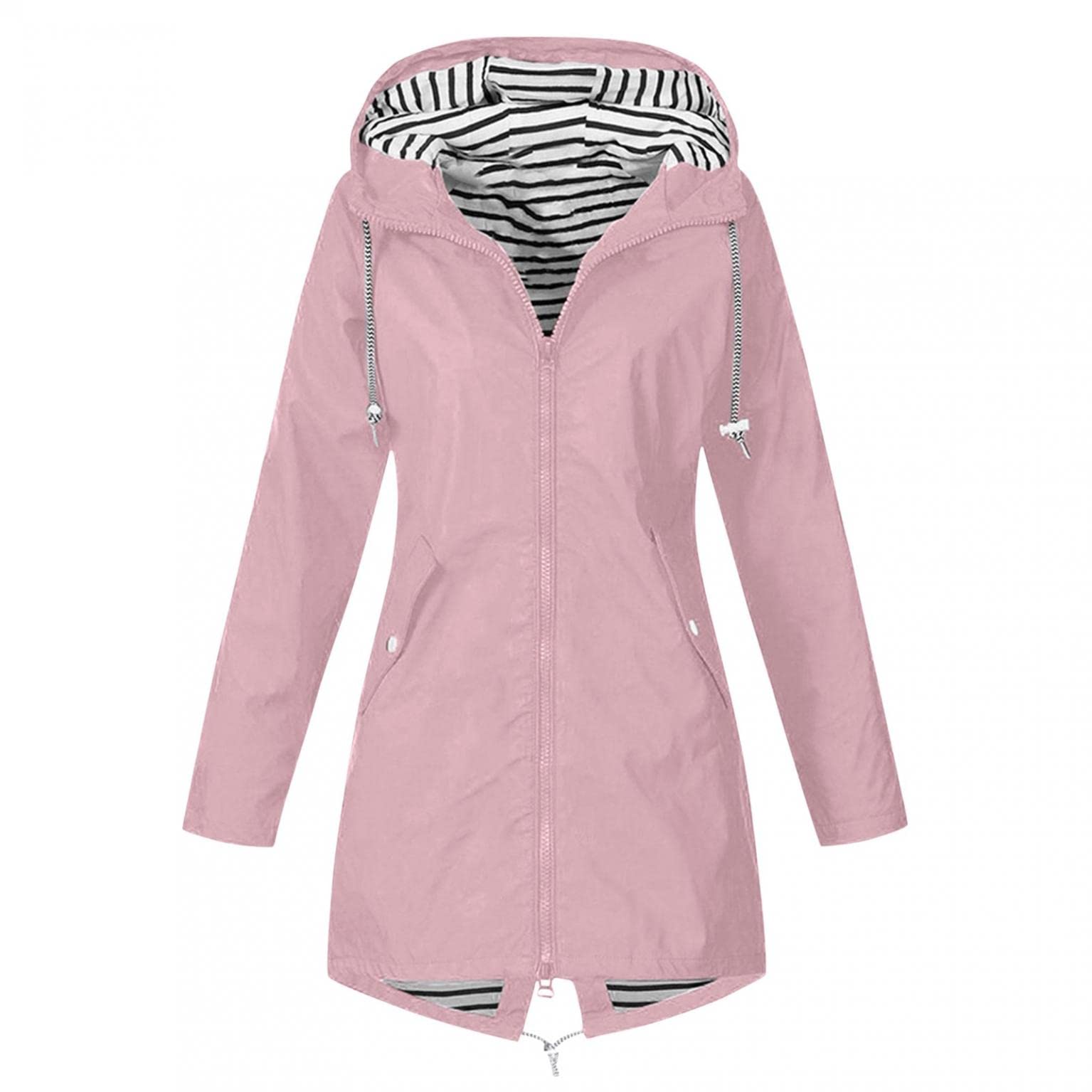 IGETELY Plus Size Waterproof Rain Jacket for Women - Lightweight Hooded Windbreaker Trench Coat for Outdoor Travel & Commuting | Perfect for Hiking, Camping & Everyday Use
