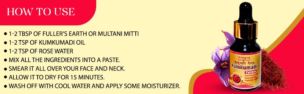 Tansukh Kumkumadi Face Oil – 15ml | Enriched with Kashmiri Saffron & Ayurvedic Herbs | Brightening & Anti-Aging Treatment for Glowing Skin | Non-Sticky, All Skin Types | Day & Night Skincare Routine