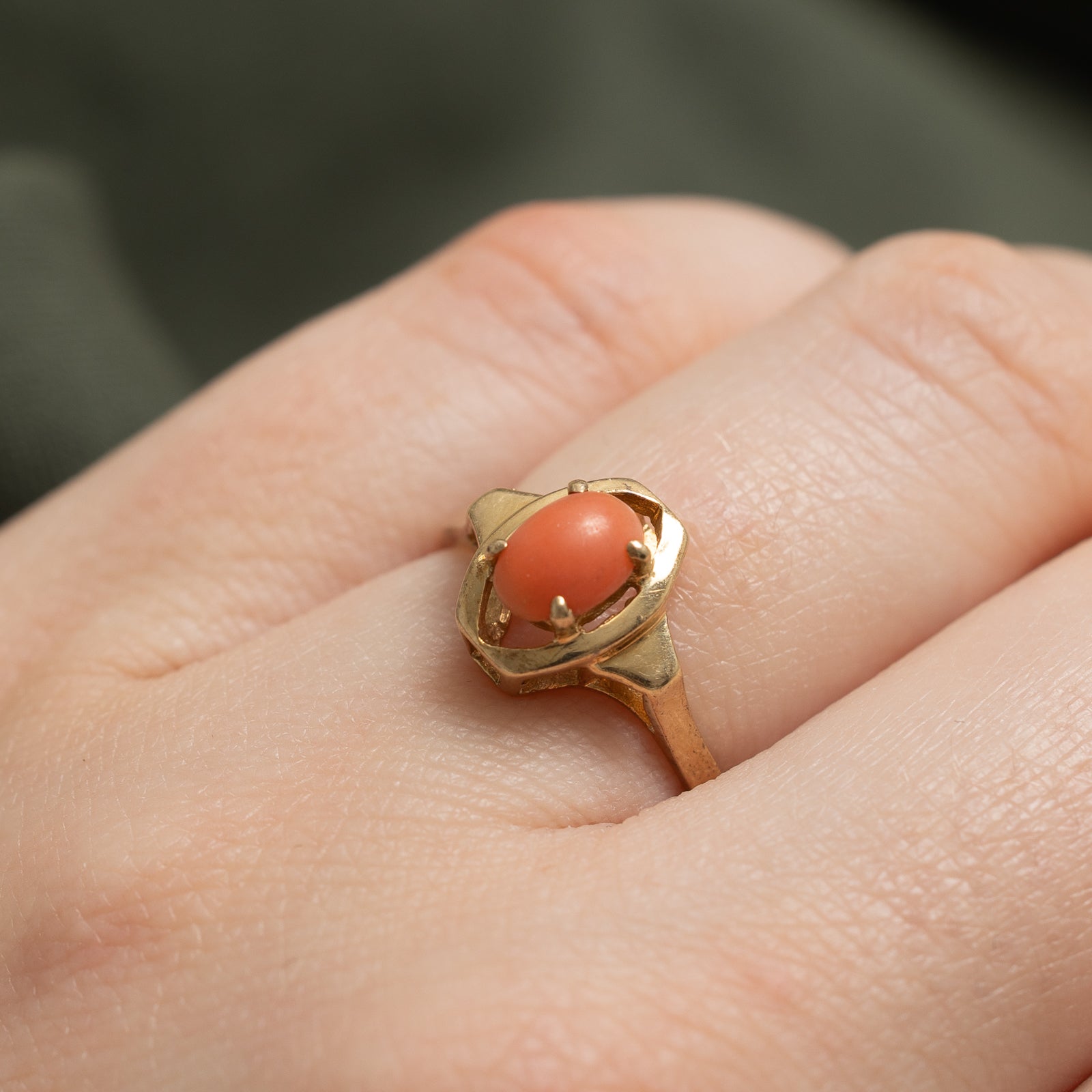 Elegant Oval Cut Coral Ring - 0.54 Carat Natural Gemstone, Size 5.75, Perfect for Beach Weddings & Summer Fashion Accessories