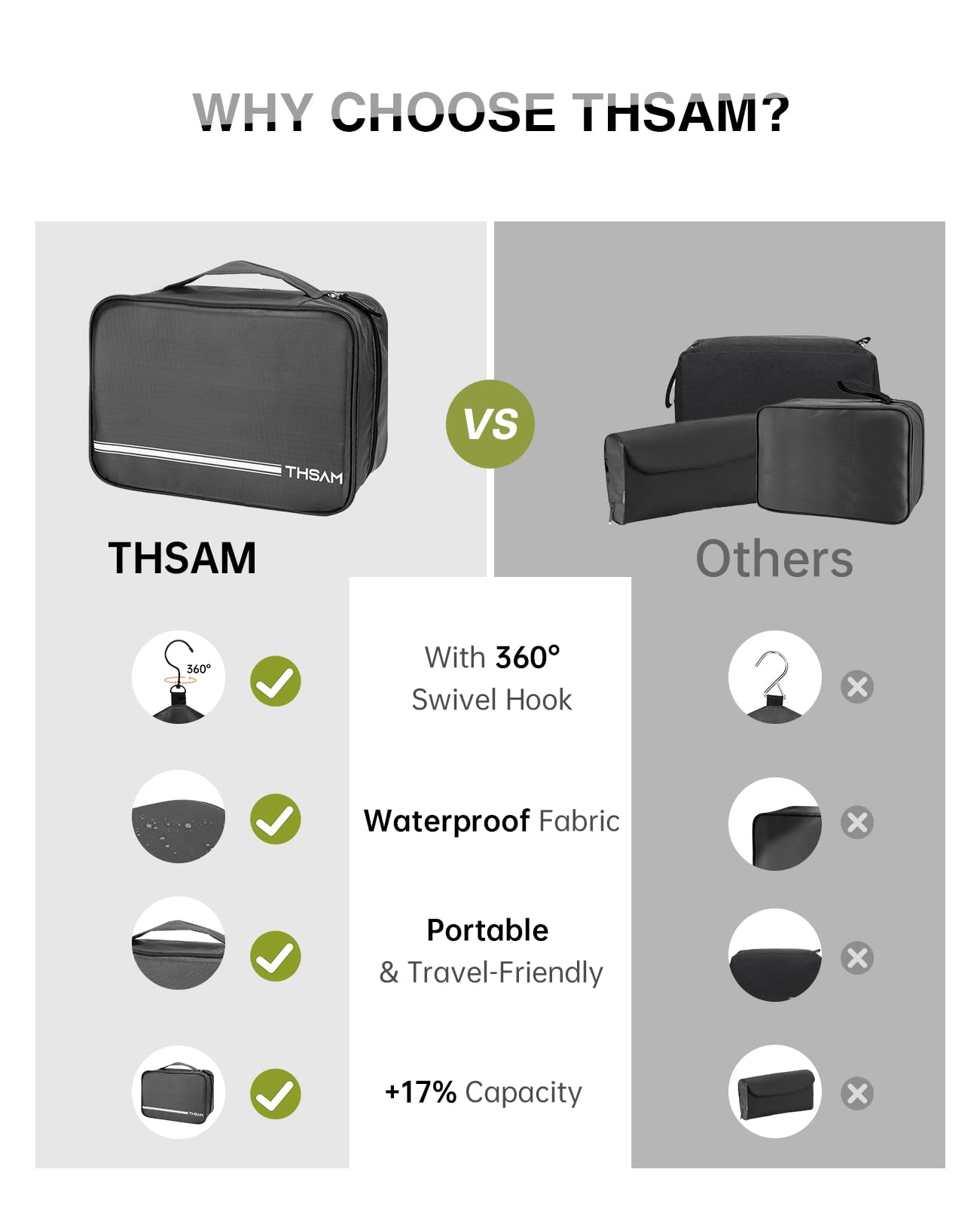 **Premium Travel Toiletry Bag for Women & Men - Large Hanging Cosmetic Organizer with Multiple Pockets for Makeup, Shampoo, Conditioner, Brushes | Portable & Waterproof | Ideal for Vacations, Business Trips & Gym (Grey)**