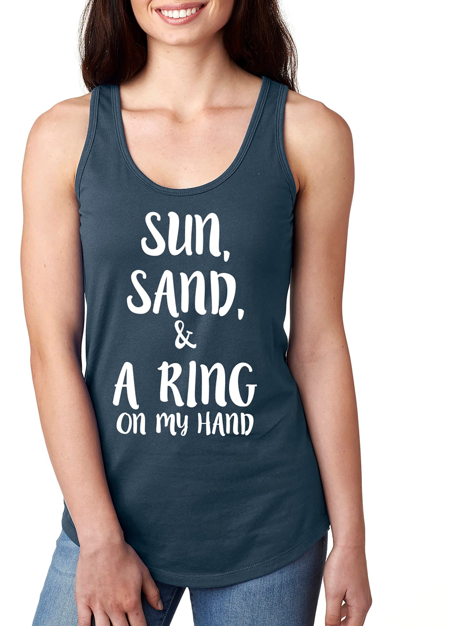 Sun, Sand & Ring Racerback Tank Top - Beach Wedding, Vacation & Summer Outfit for Women