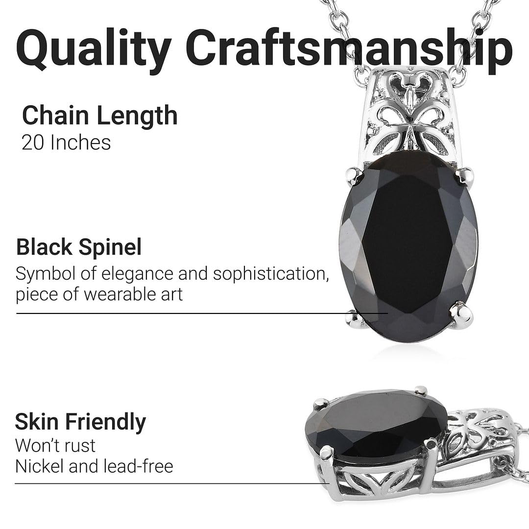 Shop LC Black Spinel Necklace for Women - 20 Inches Platinum Plated 925 Sterling Silver Necklace | Elegant Promise Birthday Gift for Her | Perfect for Date Nights, Anniversaries & Special Occasions